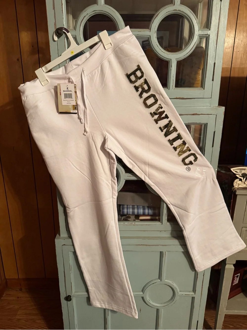 Ladies Browning Buckmark Camo  White Sweatpants with Side Logo B7 Size XL